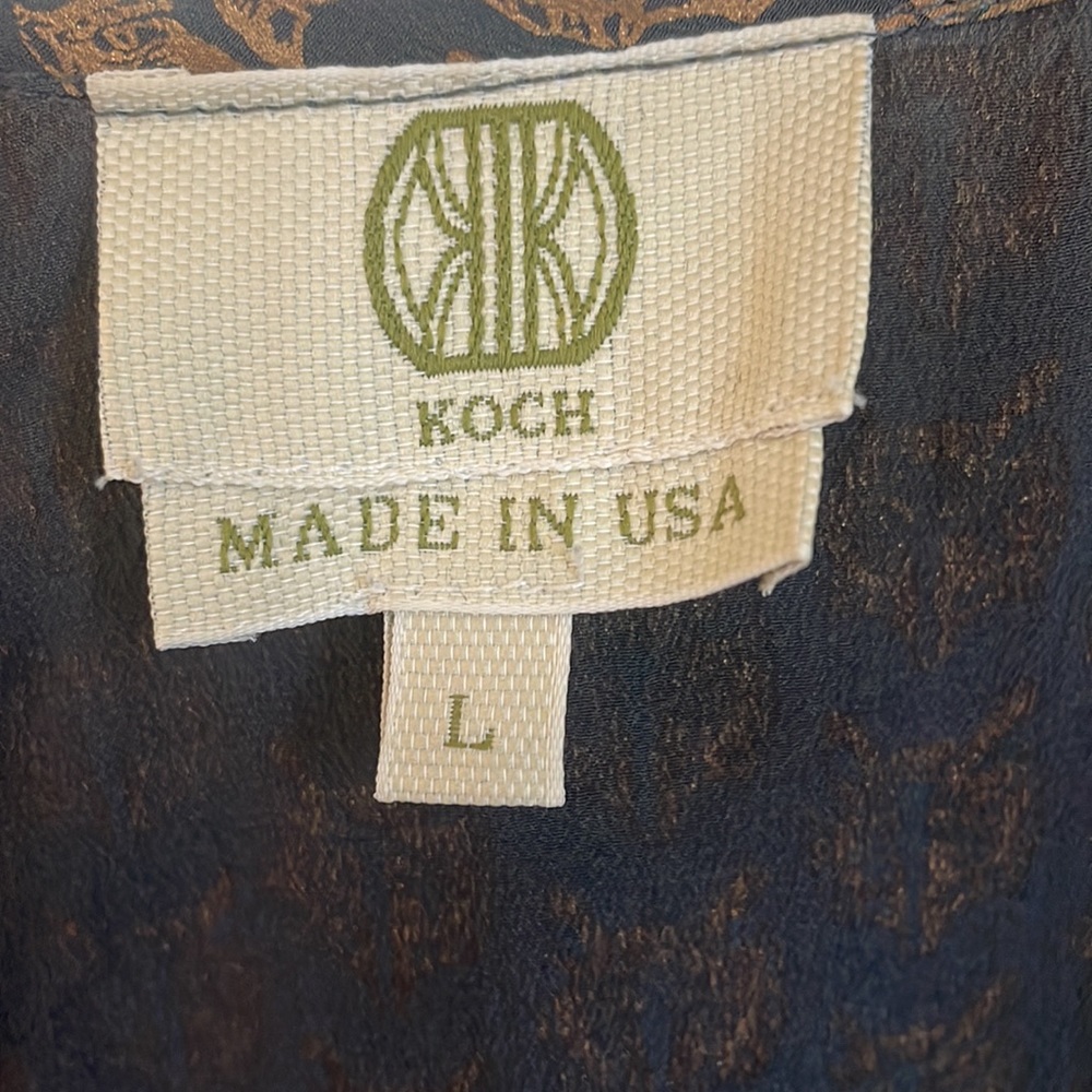 KOCH, Silk Gold Fox Tank Top Blouse, L - Picture 5 of 10